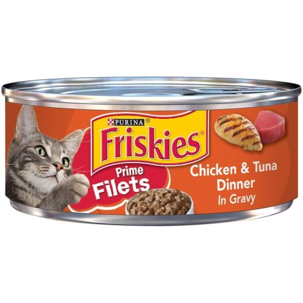 Friskies Prime Filets Chicken & Tuna Dinner in Gravy Canned Cat Food For Discount