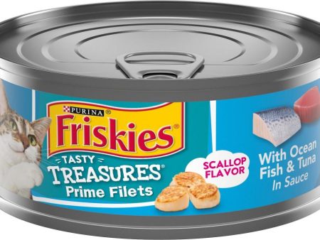 Friskies Tasty Treasures Prime Fillet with Ocean Fish & Tuna Scallop Flavor Canned Cat Food on Sale