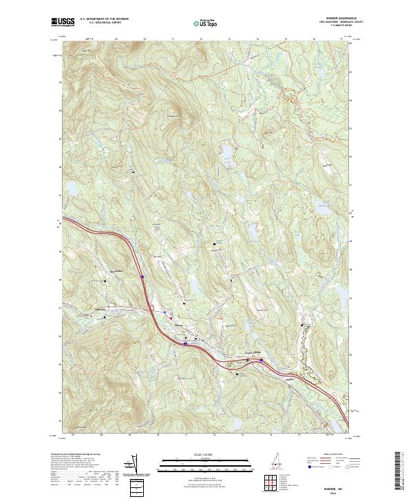 US Topo 7.5-minute map for Warner NH Online Sale