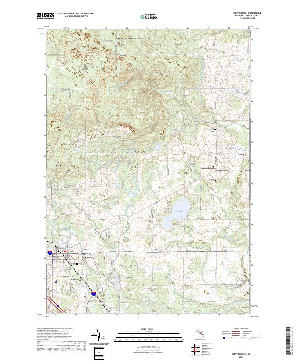 US Topo 7.5-minute map for West Branch MI For Discount