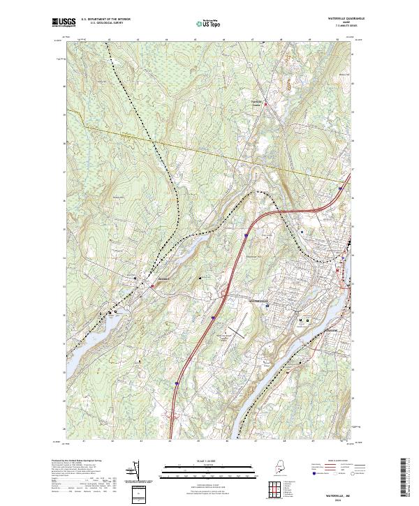 US Topo 7.5-minute map for Waterville ME Discount