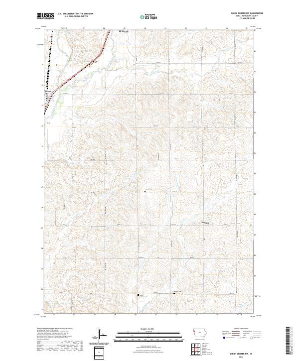 US Topo 7.5-minute map for Union Center NW IA Fashion