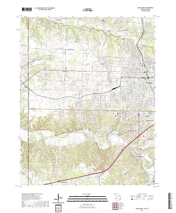 USGS US Topo 7.5-minute map for Joplin West MOKS 2021 Supply