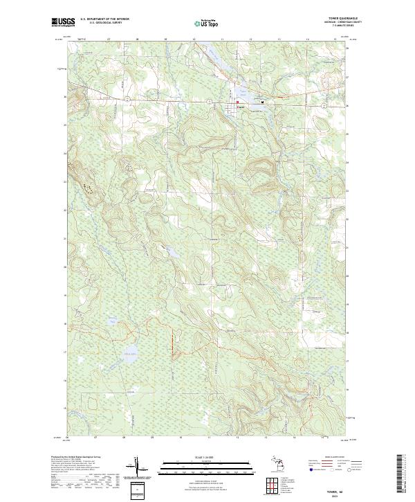 US Topo 7.5-minute map for Tower MI Hot on Sale