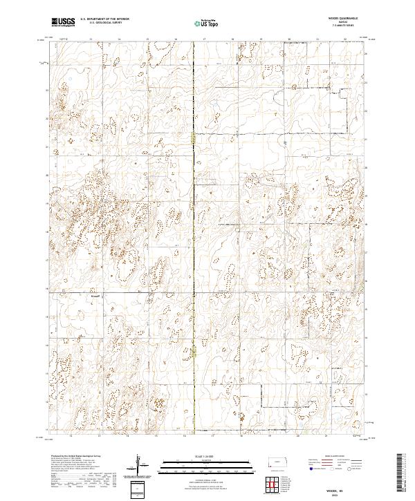 US Topo 7.5-minute map for Woods KS on Sale