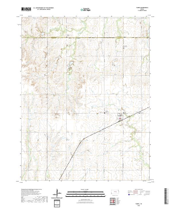 US Topo 7.5-minute map for Tampa KS Online Sale