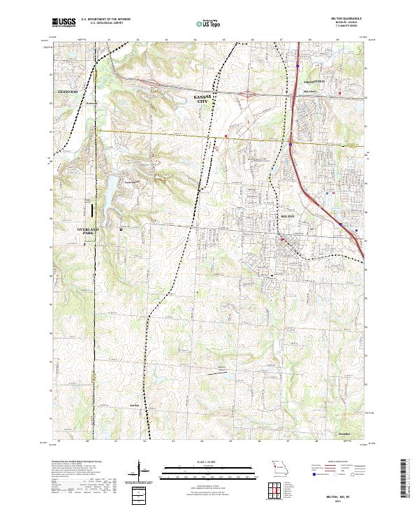 USGS US Topo 7.5-minute map for Belton MOKS 2021 Online Sale