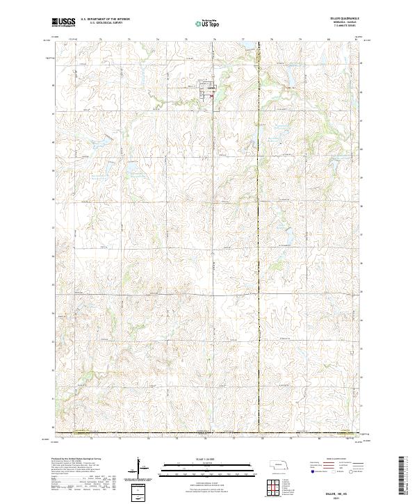 USGS US Topo 7.5-minute map for Diller NEKS 2021 For Sale