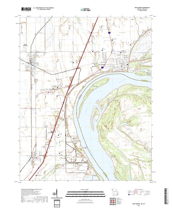 USGS US Topo 7.5-minute map for New Madrid MOKY 2021 Online Hot Sale