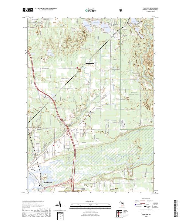 US Topo 7.5-minute map for Twin Lake MI on Sale