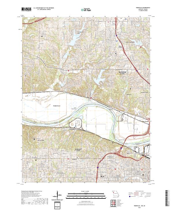 USGS US Topo 7.5-minute map for Parkville MOKS 2021 Online Sale