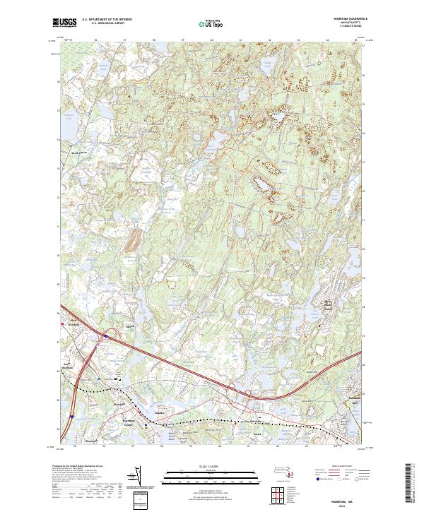 US Topo 7.5-minute map for Wareham MA on Sale