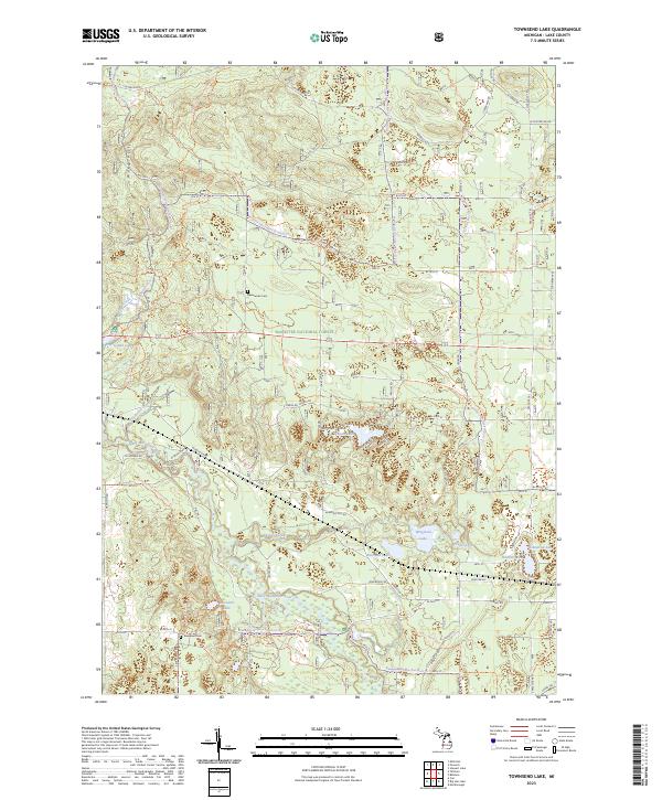 US Topo 7.5-minute map for Townsend Lake MI on Sale