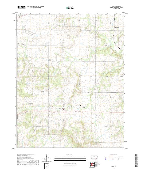 US Topo 7.5-minute map for Tyro KS For Sale