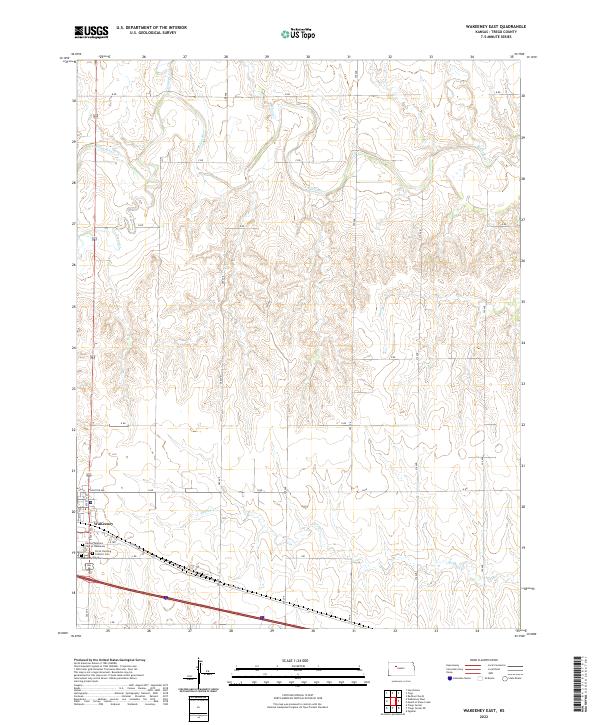 US Topo 7.5-minute map for WaKeeney East KS Online Sale