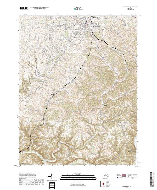 US Topo 7.5-minute map for Winchester KY Sale