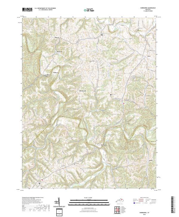 US Topo 7.5-minute map for Sherburne KY Sale