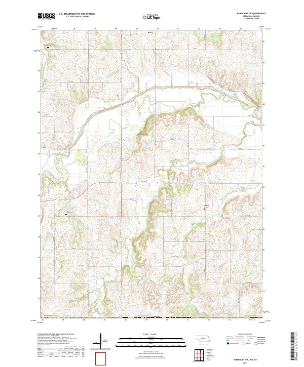 USGS US Topo 7.5-minute map for Humboldt SW NEKS 2021 Online