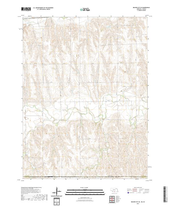 USGS US Topo 7.5-minute map for Beaver City SE NEKS 2021 Online now