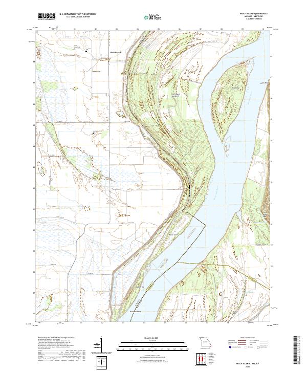 USGS US Topo 7.5-minute map for Wolf Island MOKY 2021 Sale