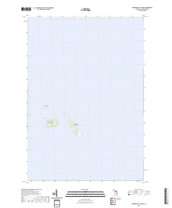 US Topo 7.5-minute map for Thunder Bay Island MI Online Sale