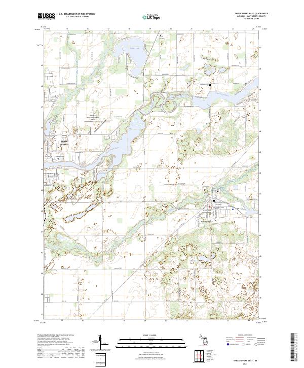 US Topo 7.5-minute map for Three Rivers East MI Discount