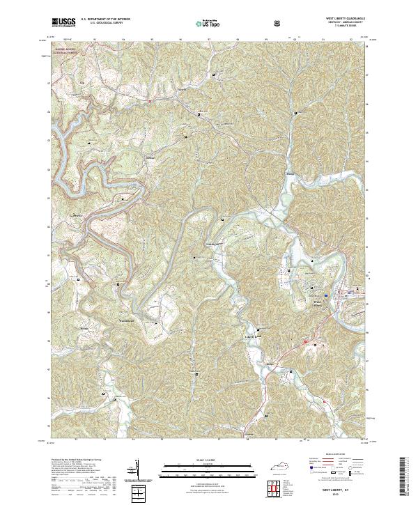 US Topo 7.5-minute map for West Liberty KY Cheap