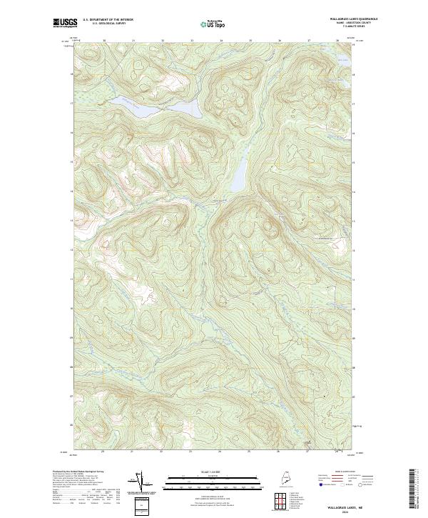 US Topo 7.5-minute map for Wallagrass Lakes ME Hot on Sale