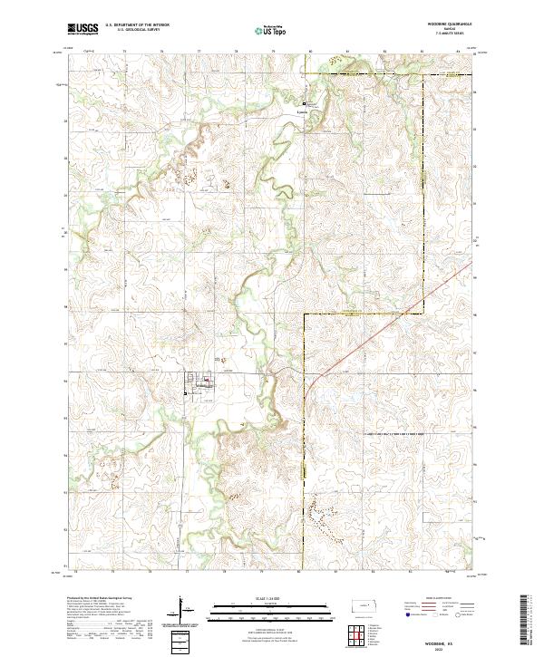 US Topo 7.5-minute map for Woodbine KS For Sale