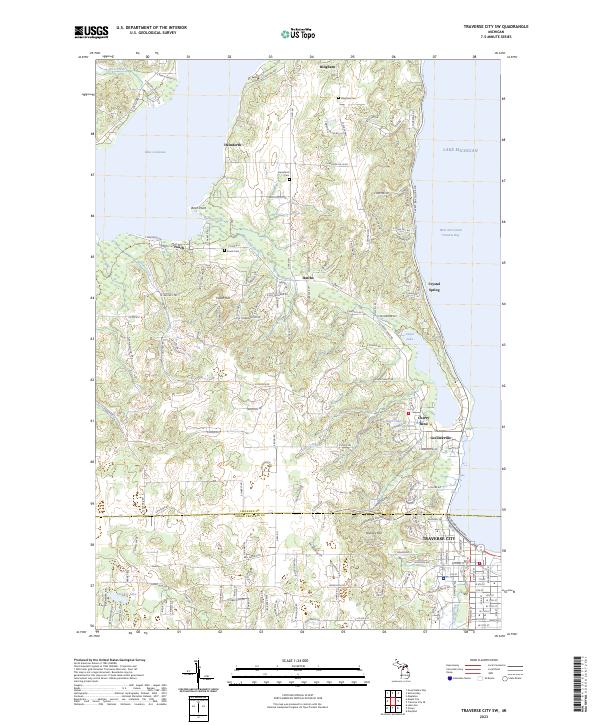 US Topo 7.5-minute map for Traverse City SW MI Sale