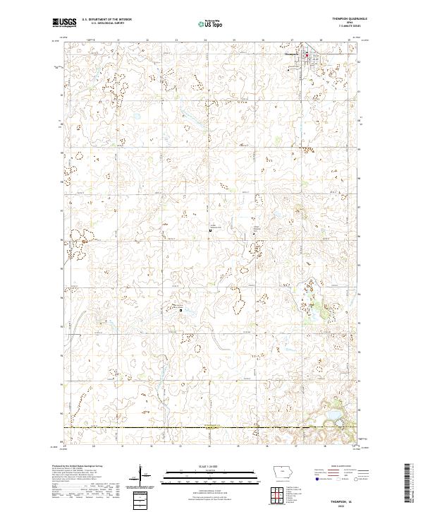 US Topo 7.5-minute map for Thompson IA Sale