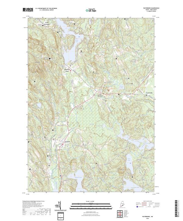 US Topo 7.5-minute map for Waterboro ME Cheap