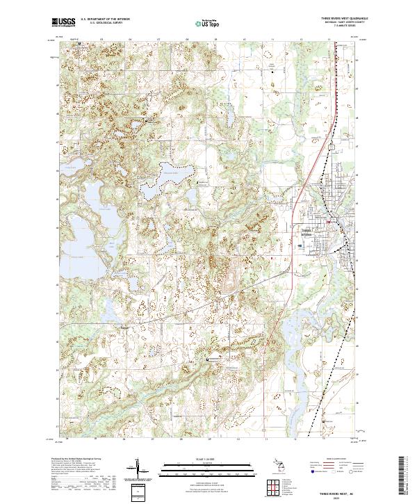 US Topo 7.5-minute map for Three Rivers West MI For Discount