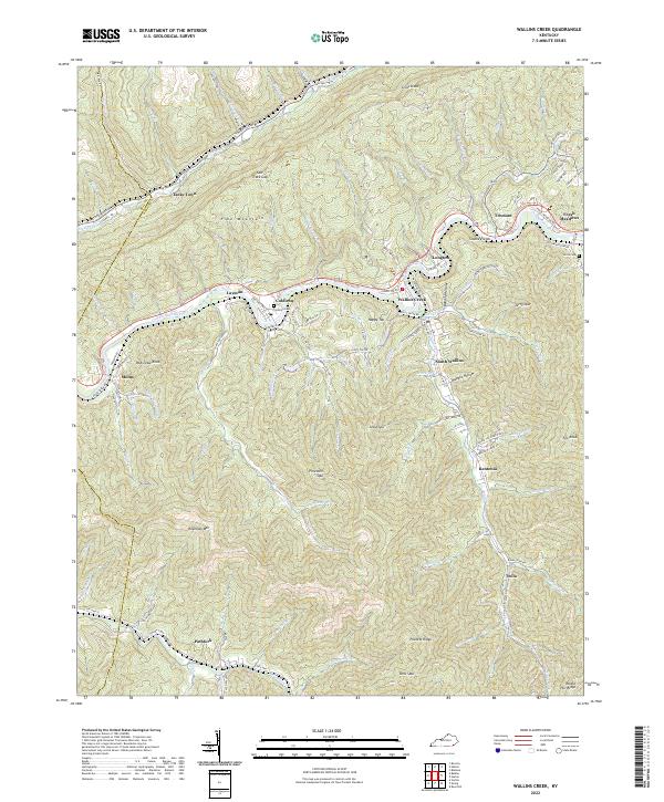 US Topo 7.5-minute map for Wallins Creek KY Online Sale