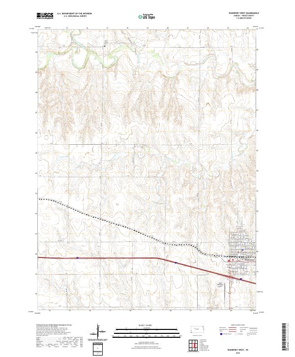 US Topo 7.5-minute map for WaKeeney West KS Sale