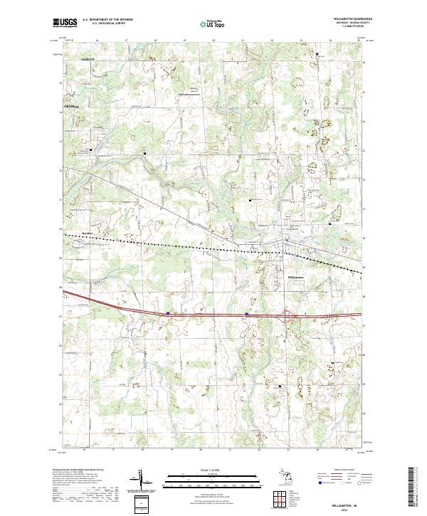 US Topo 7.5-minute map for Williamston MI Cheap