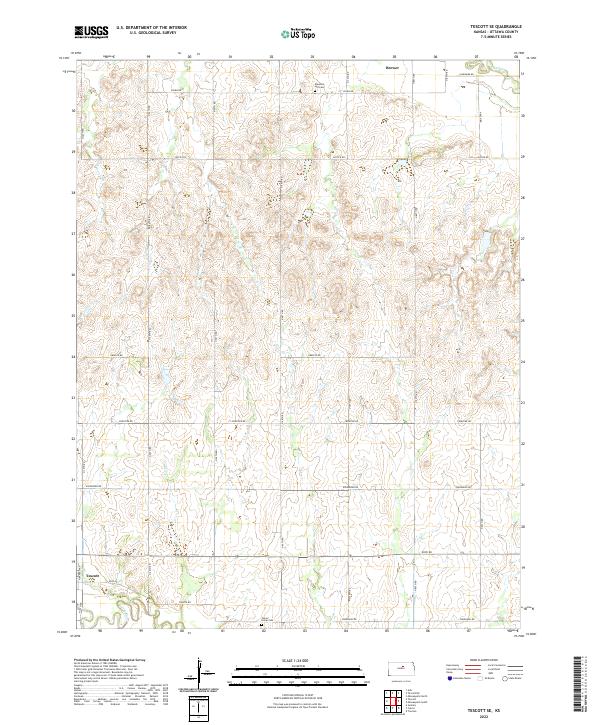 US Topo 7.5-minute map for Tescott SE KS Sale