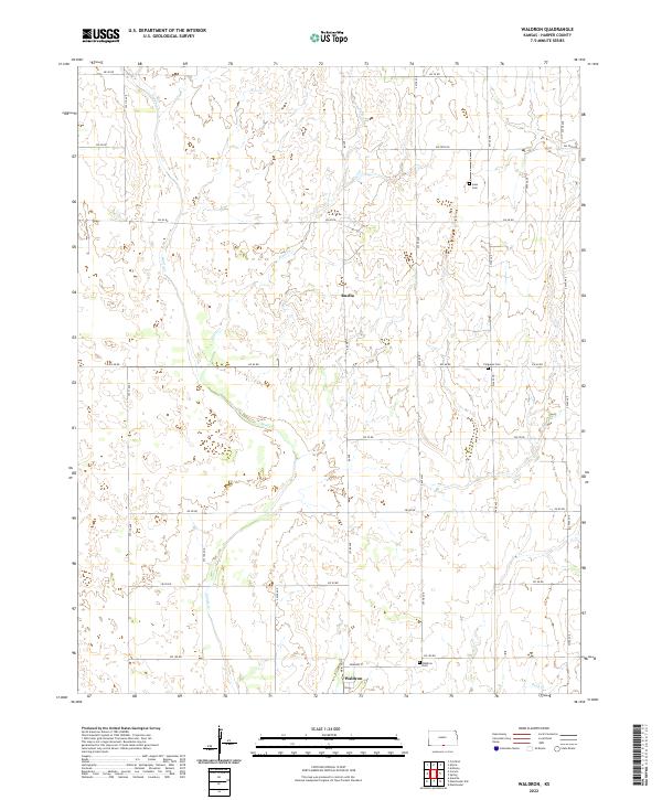 US Topo 7.5-minute map for Waldron KS Fashion