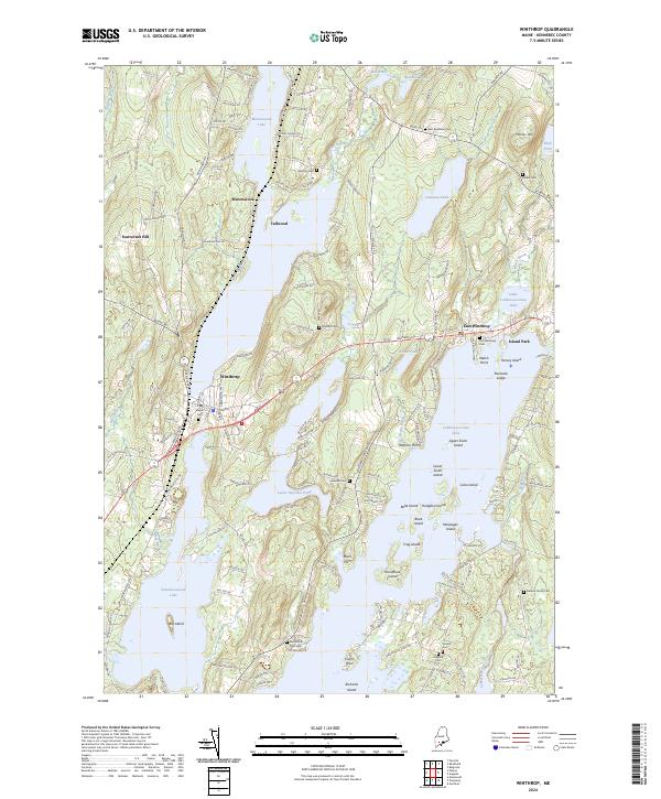 US Topo 7.5-minute map for Winthrop ME Hot on Sale