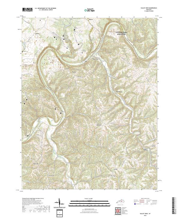 US Topo 7.5-minute map for Valley View KY Sale