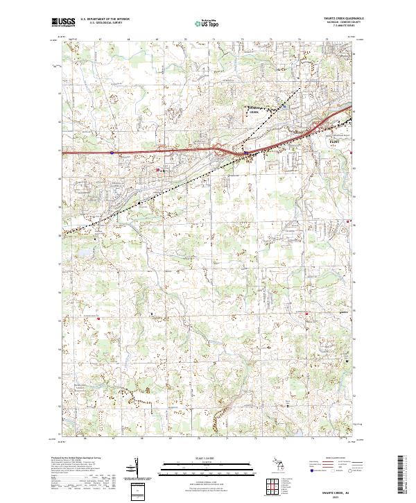 US Topo 7.5-minute map for Swartz Creek MI Sale