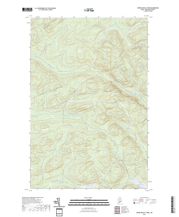 US Topo 7.5-minute map for Upper McNally Pond ME Online Sale