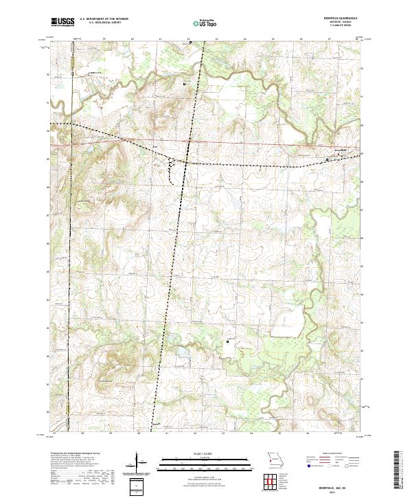 USGS US Topo 7.5-minute map for Deerfield MOKS 2021 For Discount