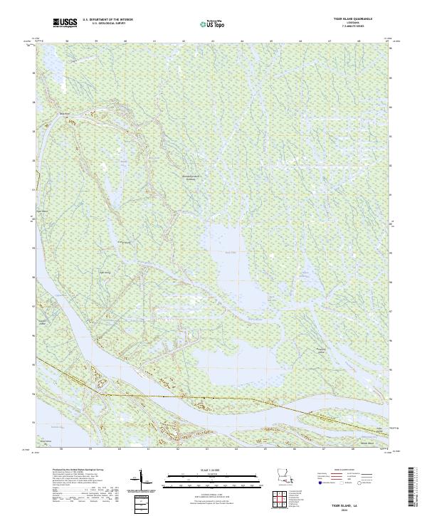 US Topo 7.5-minute map for Tiger Island LA Online Sale