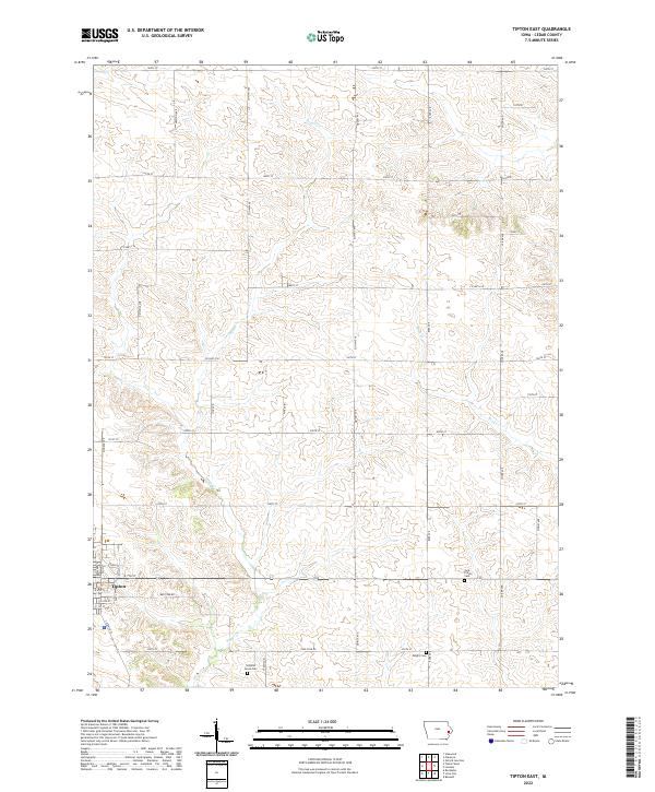 US Topo 7.5-minute map for Tipton East IA Discount