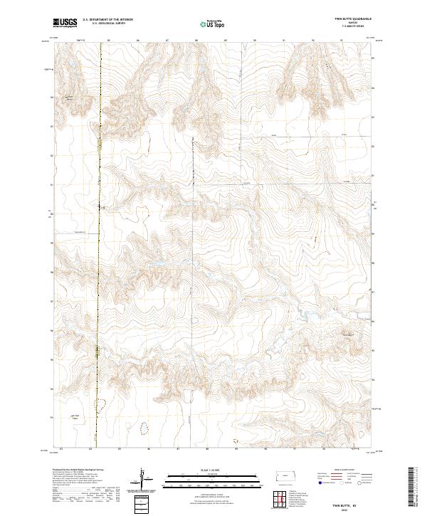 US Topo 7.5-minute map for Twin Butte KS For Sale