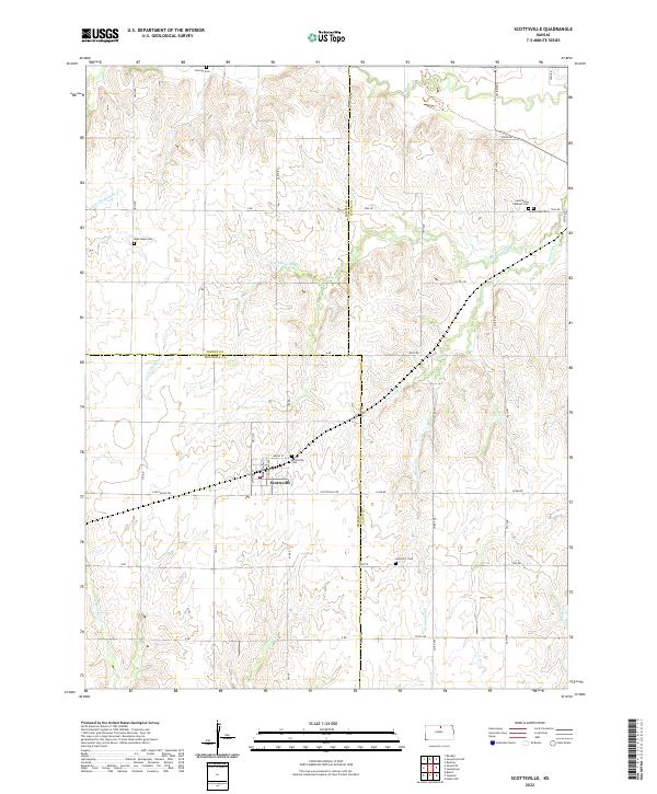 US Topo 7.5-minute map for Scottsville KS on Sale