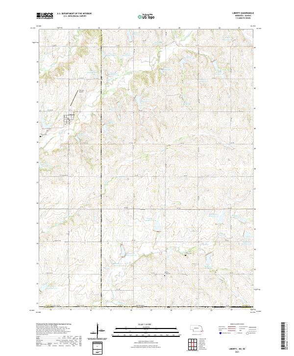 USGS US Topo 7.5-minute map for Liberty NEKS 2021 Online Sale