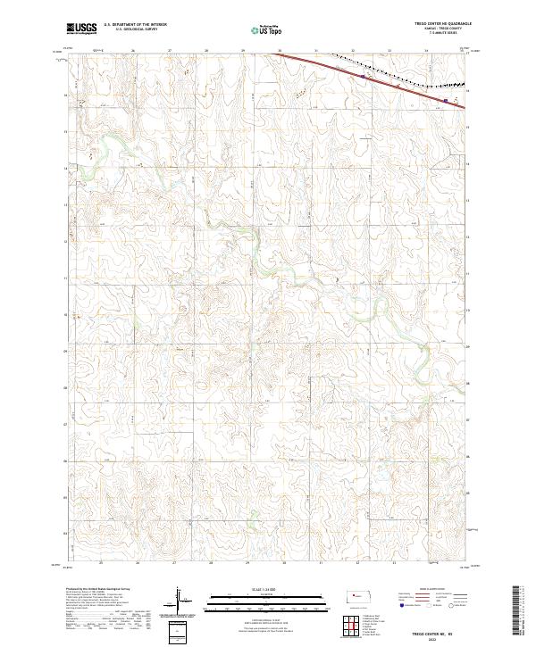 US Topo 7.5-minute map for Trego Center NE KS Discount