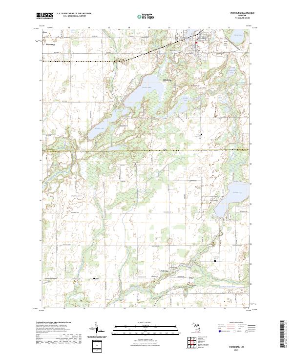 US Topo 7.5-minute map for Vicksburg MI Cheap